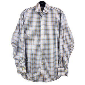 THOMAS DEAN Shirt Men Medium Multicolor Tartan Plaid Casual Long Sleeve Outdoor